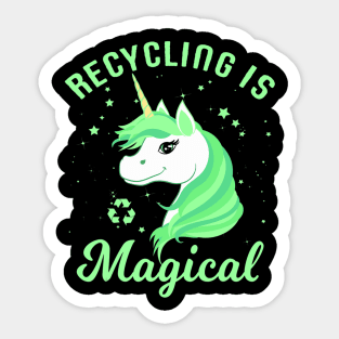 Recycling is Magical Unicorn Earth Day Sticker